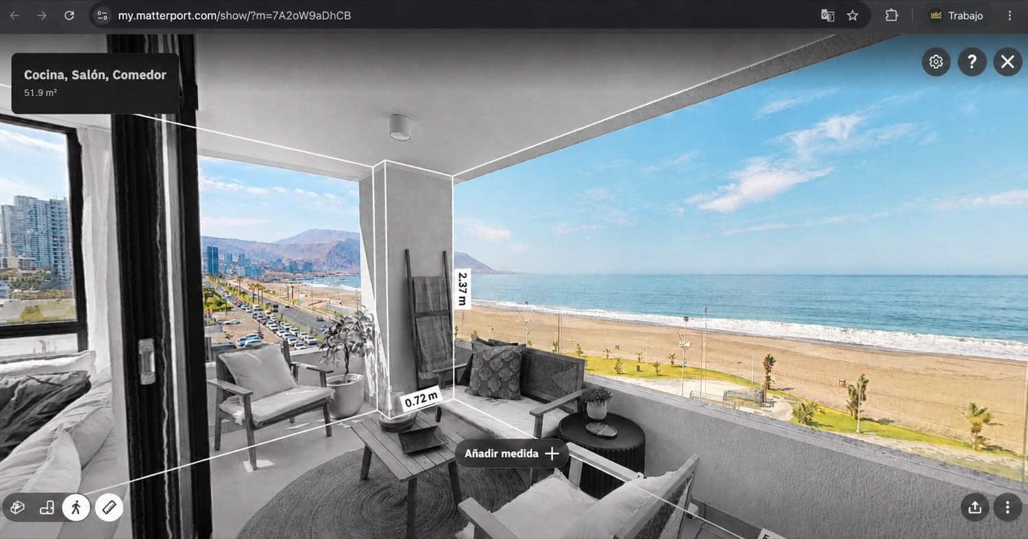 Showroom 3D: el interior es render y el paisaje es una captura 360° real de RedCut
